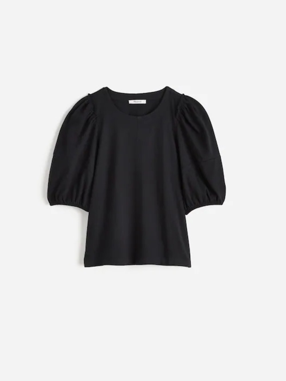 Madewell Black Puff Sleeve Tee Size S Cotton Crewneck Easy Fit Chic Minimalist - Picture 4 of 11